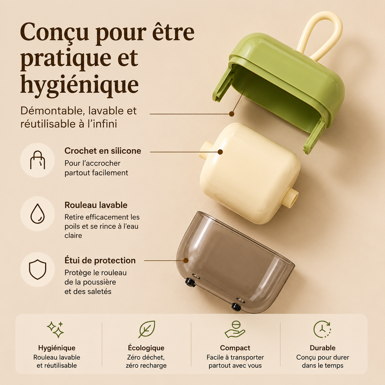 Mini Rouleau Anti-Poils Réutilisable